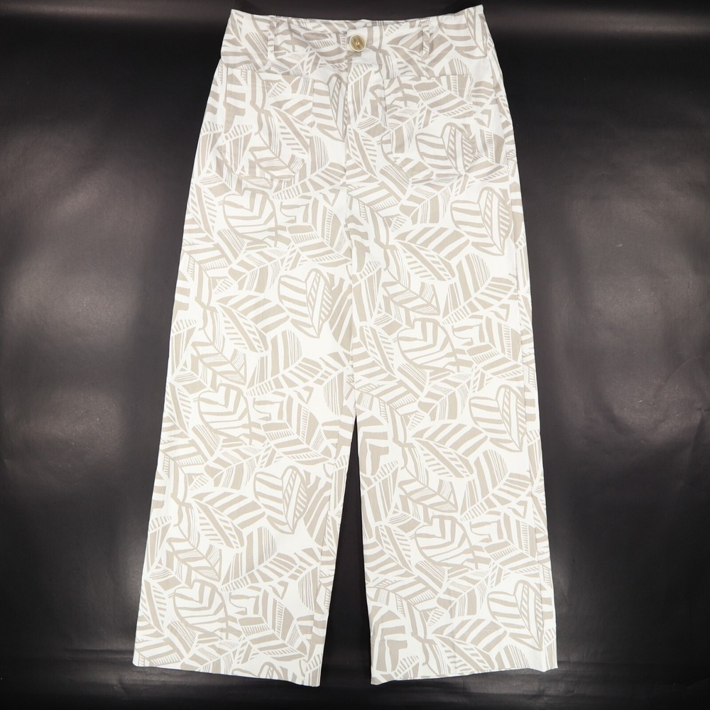 Joseph Ribkoff Pants Womens 10 Palm Print Cropped Wide Leg Tropical Trouser